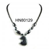 Brazil Hematite Stone Beads Eagle Pendant Necklace